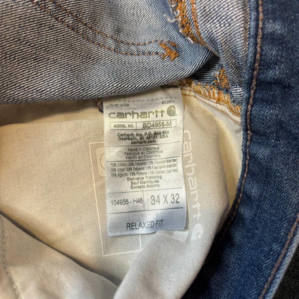 Carhartt Force Stretch Denim Jeans Mens 34x28 Workwear Relaxed - Picture 6 of 11